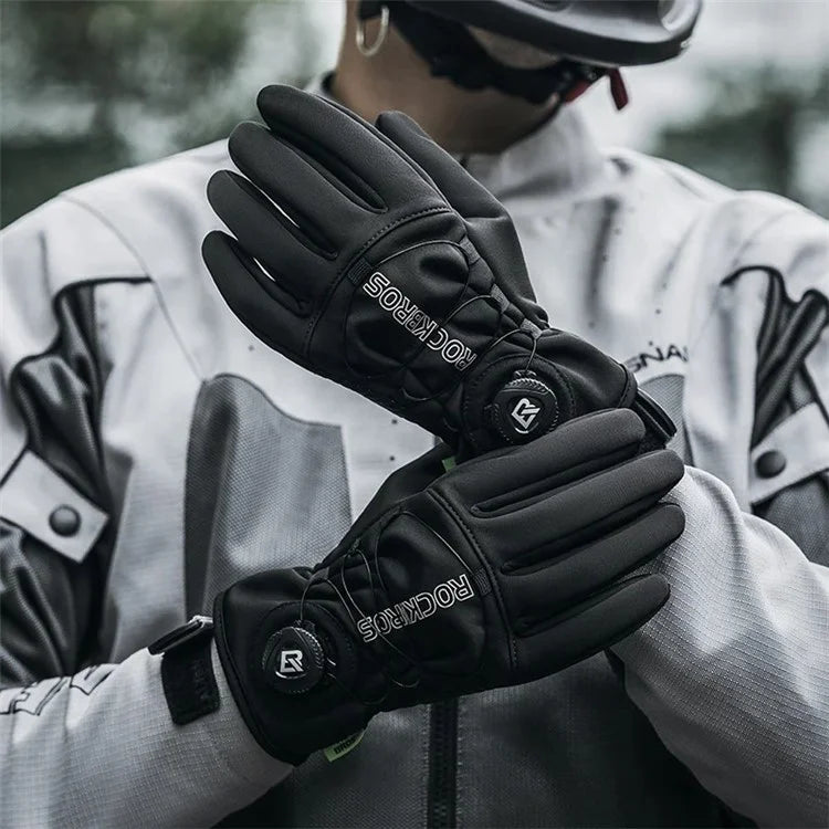 ROCKBROS S351 1 Pair Warm Bicycle Gloves with Buckles Screen Touch Reflective Full Finger MTB Gloves
