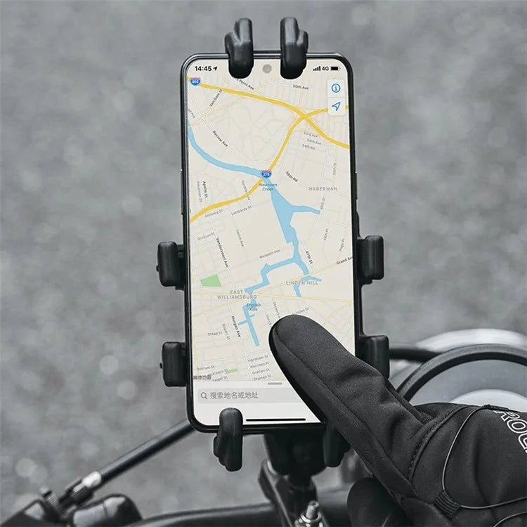 ROCKBROS S351 1 Pair Warm Bicycle Gloves with Buckles Screen Touch Reflective Full Finger MTB Gloves