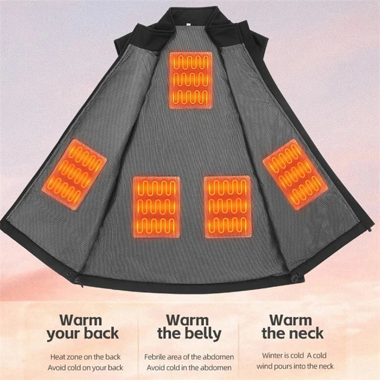 ROCKBROS YPW045 Heated Vest Thermal Warm Electric Bike Vest Tops 3-Speed Adjustment Bicycle Vest