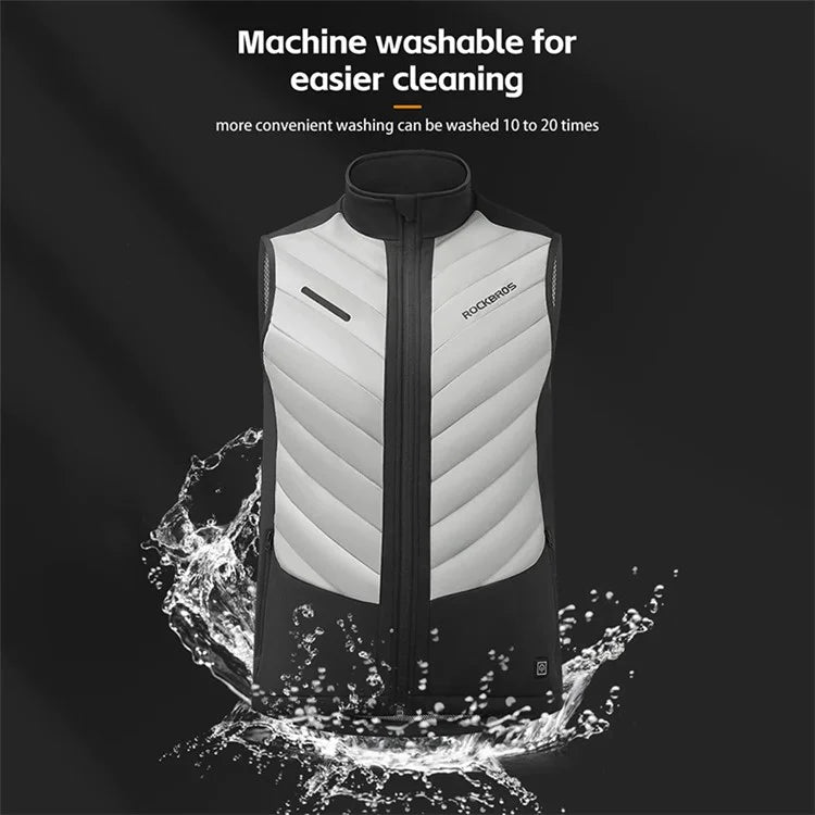 ROCKBROS YPW045 Heated Vest Thermal Warm Electric Bike Vest Tops 3-Speed Adjustment Bicycle Vest