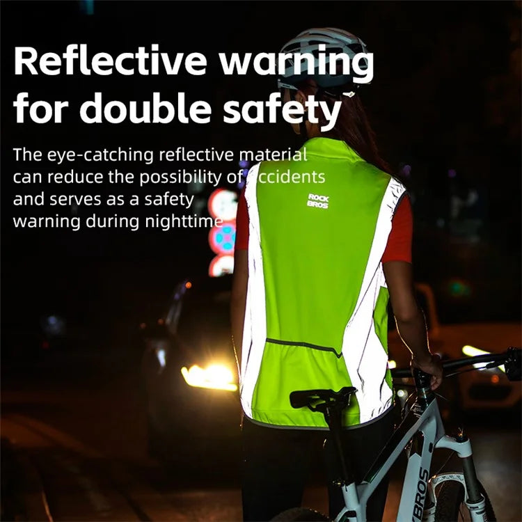 ROCKBROS YPW054 Reflective Vest Polyester Night Safety Jacket for Outdoor Cycling Running