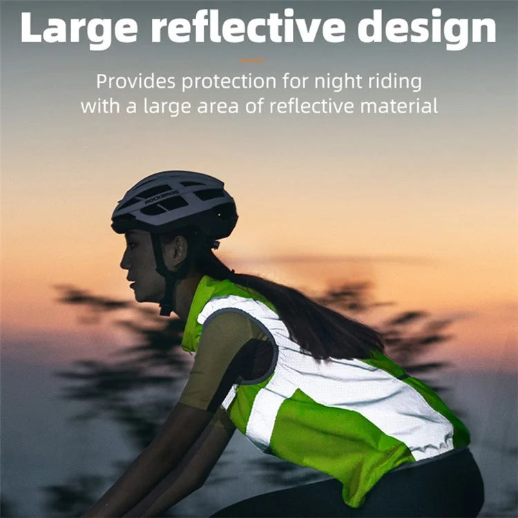 ROCKBROS YPW054 Reflective Vest Polyester Night Safety Jacket for Outdoor Cycling Running
