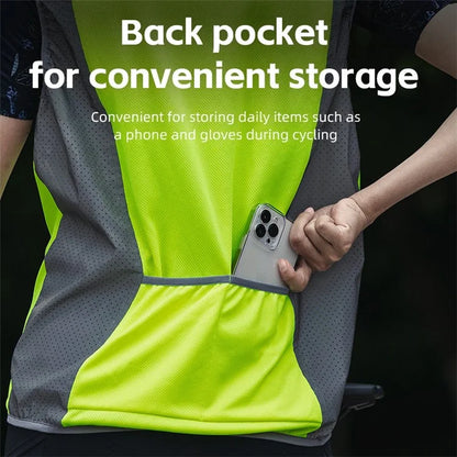 ROCKBROS YPW054 Reflective Vest Polyester Night Safety Jacket for Outdoor Cycling Running