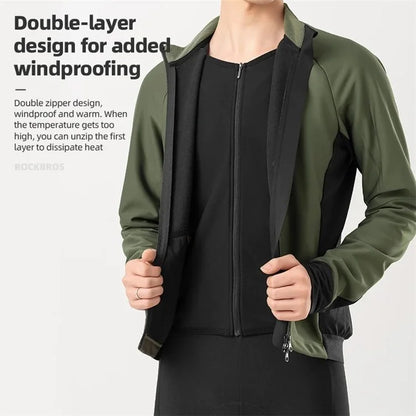 ROCKBROS 15300006 Men Cycling Jacket Winter Thermal Fleece Coat Long Sleeve Outerwear