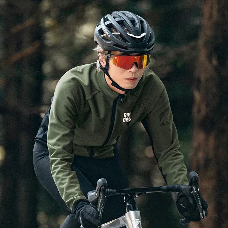 ROCKBROS 15300006 Men Cycling Jacket Winter Thermal Fleece Coat Long Sleeve Outerwear