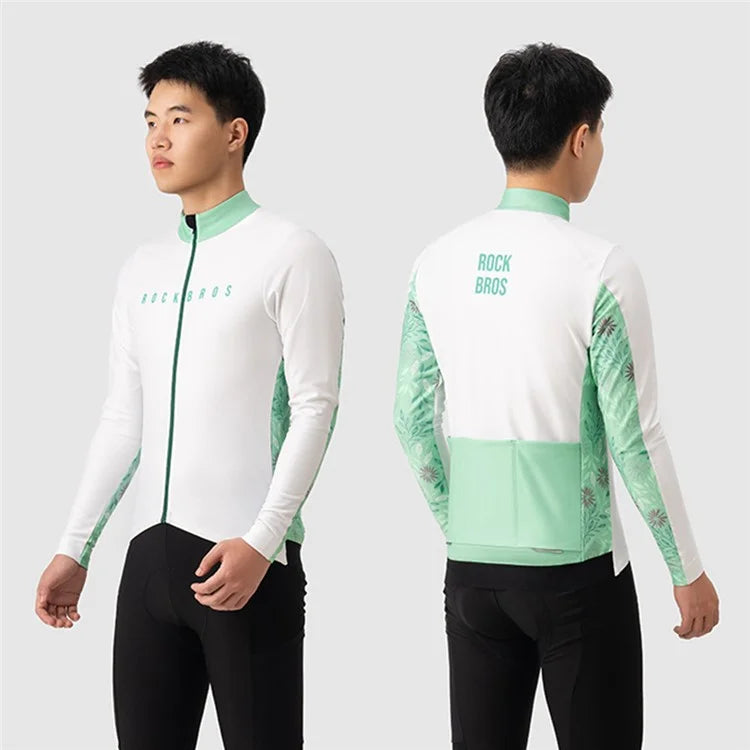 ROCKBROS Cycling Clothing Sets Long Sleeve Top Cycling Jersey Bike Outfit Bib Pants Built-In Foam Padded, Shoulder Strap Type