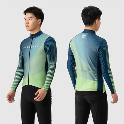 ROCKBROS Cycling Clothing Sets Long Sleeve Top Cycling Jersey Bike Outfit Bib Pants Built-In Foam Padded, Shoulder Strap Type