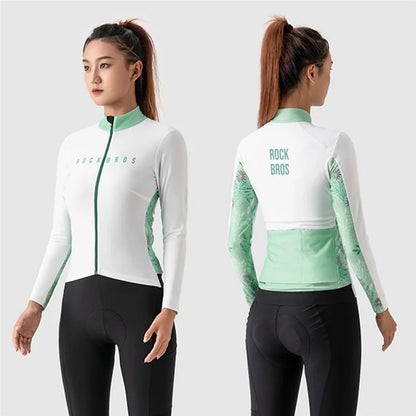 ROCKBROS Cycling Clothing Sets with Long Sleeve Top, Bottom Cycling Jersey Bike Bib Pants with Foam Padded