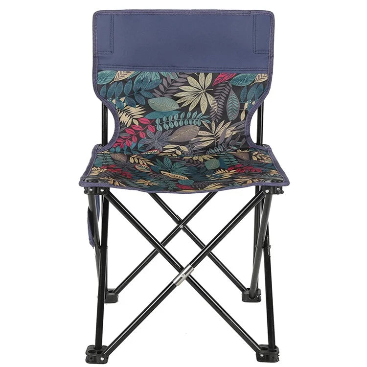 Size M Outdoor Folding Chair Metal+Oxford Cloth Camping Fishing Backrest Chair