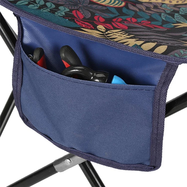Size M Outdoor Folding Chair Metal+Oxford Cloth Camping Fishing Backrest Chair