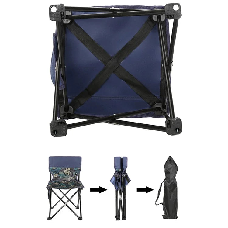 Size S Metal+Oxford Cloth Portable Folding Chair Outdoor Camping Fishing Backrest Chair