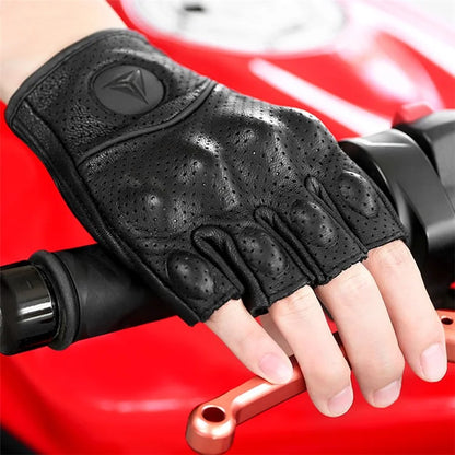 MOTOWOLF MDL0302B 1 Pair Fingerless Summer Sheepskin Leather Motorcycle Gloves