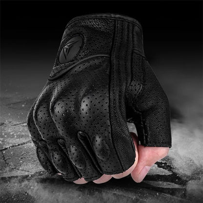 MOTOWOLF MDL0302B 1 Pair Fingerless Summer Sheepskin Leather Motorcycle Gloves