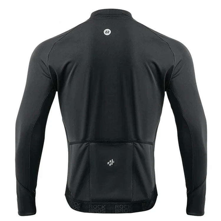 ROCKBROS YPW057 Men's Cycling Jersey Winter Thermal Long Sleeve Fleece Cycling Jacket with 5 Pockets