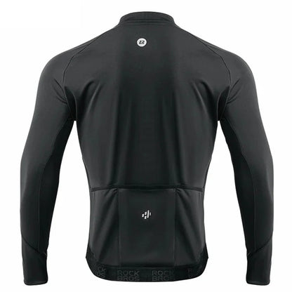 ROCKBROS YPW057 Men's Cycling Jersey Winter Thermal Long Sleeve Fleece Cycling Jacket with 5 Pockets
