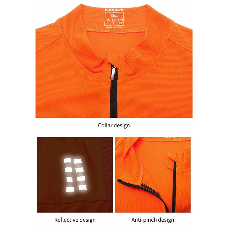 WOSAWE BL247 Men's Cycling Short Sleeves Shirt Sports Tops Zipper Design Reflective Bike Jersey