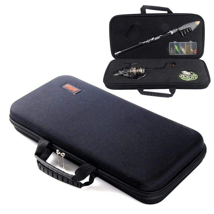 JSFUN 43.5x21.5x6cm EVA Fishing Rod Reel Bag Fishing Tool Storage Pouch with Slotted Sponge Lining