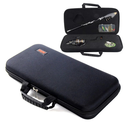 JSFUN 43.5x21.5x6cm EVA Fishing Rod Reel Bag Fishing Tool Storage Pouch with Slotted Sponge Lining