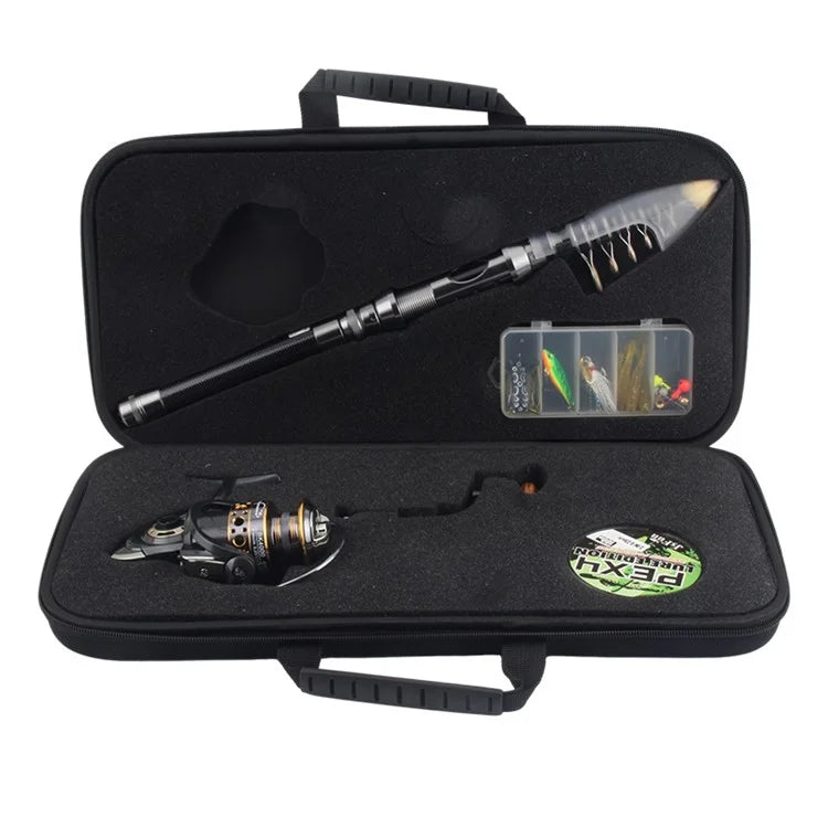 JSFUN 43.5x21.5x6cm EVA Fishing Rod Reel Bag Fishing Tool Storage Pouch with Slotted Sponge Lining