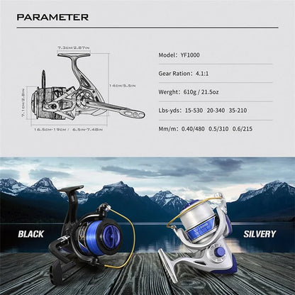 LEO 28265 YF10000 Large Capacity Spinning Reels Lightweight Ultra Smooth Powerful Fishing Reels
