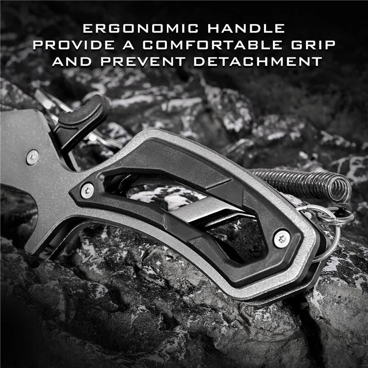 LEO 28235 Anti-skid Fishing Grip Aluminum Alloy Fish Control Clamp with Anti-lost Rope and Buckle