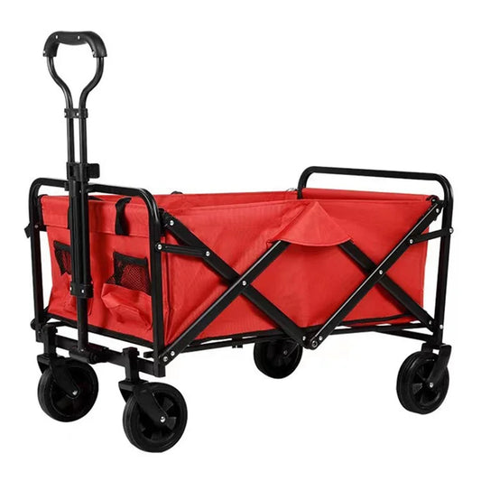 Outdoor Camping Garden Cart Collapsible Folding Gardening Utility Wagon with Adjustable Handle