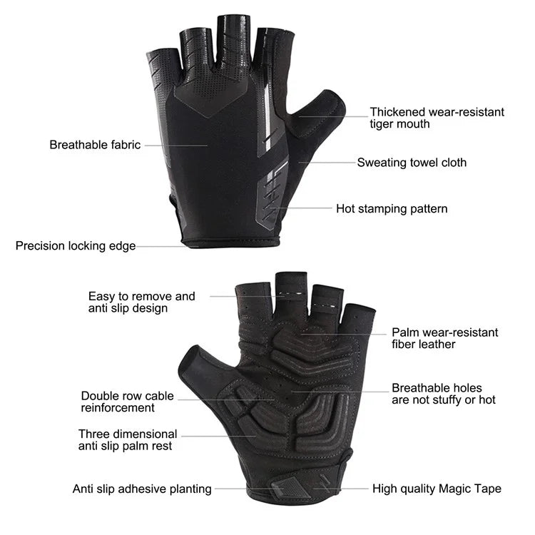 S191 1 Pair Anti-skid Cycling Gloves Unisex Breathable Half Finger Gloves
