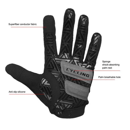 CYCLING Anti-slip Mittens Shock Absorbing Full Finger Touch Screen Cycling Gloves