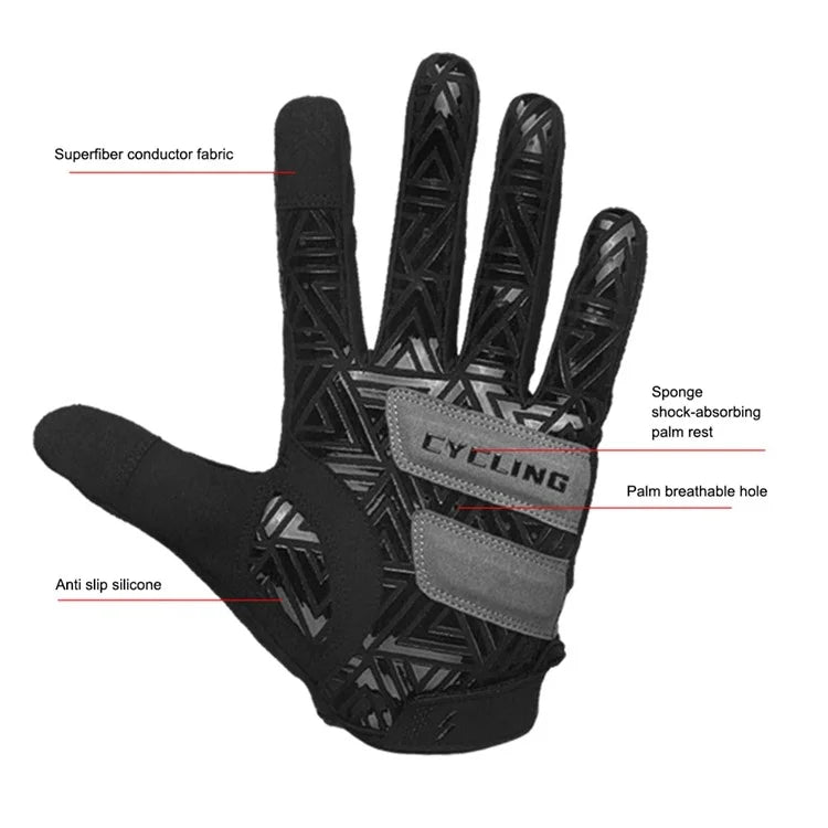 CYCLING Anti-slip Mittens Shock Absorbing Full Finger Touch Screen Cycling Gloves
