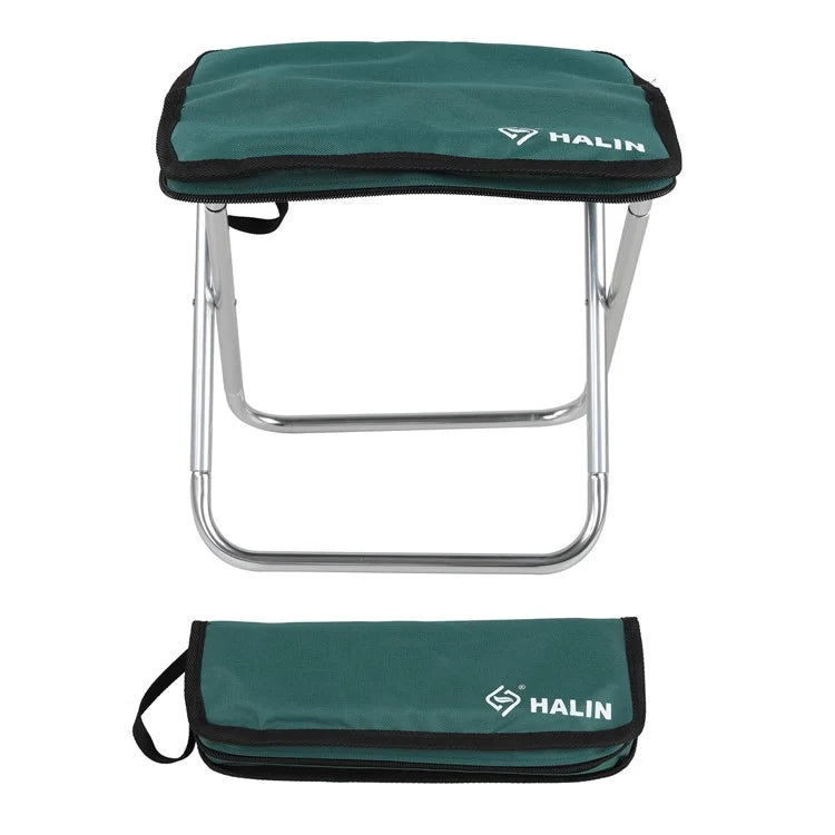 HALIN Camping Portable Folding Stools Ultralight Oxford Cloth + Aluminium Alloy Fishing Chairish Green