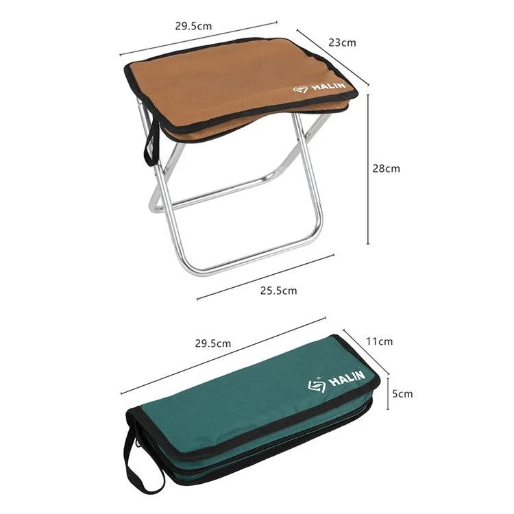 HALIN Camping Portable Folding Stools Ultralight Oxford Cloth + Aluminium Alloy Fishing Chairish Green