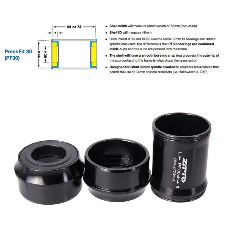 ZTTO PF30SH MTB Road Bike Press Fit Crankset Bottom Bracket (Outer Diameter: 46mm, Inner Diameter: 24mm)