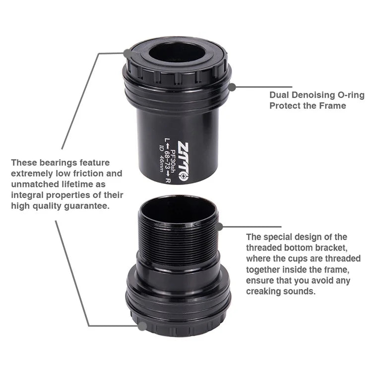 ZTTO PF30 Thread Bike Bottom Bracket Screw-in Locking for 22 / 24mm Crankset 46mm Frame Shell