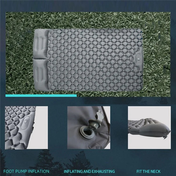GM-SR01 Double Sleeping Mat 190x122cm Inflatable Camping Mattress Built-in Pump with Pillows