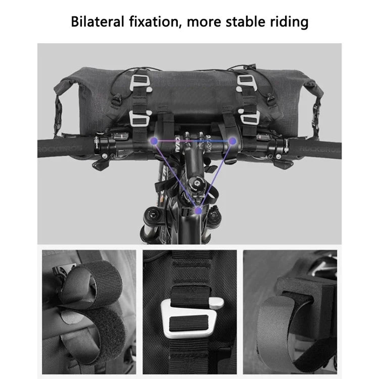 SZ-AS-015 Waterproof Nylon+TPU Bike Handlebar Bag 5-15L Bicycle Front Tube Bag Storage Pouch Pack