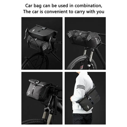 SZ-AS-015 Waterproof Nylon+TPU Bike Handlebar Bag 5-15L Bicycle Front Tube Bag Storage Pouch Pack