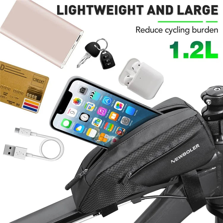 NEWBOLER BIKD-BAG215 1.2L Bike Tube Bag Waterproof Phone Storage Pouch for Bicycle, 22x9x6cm