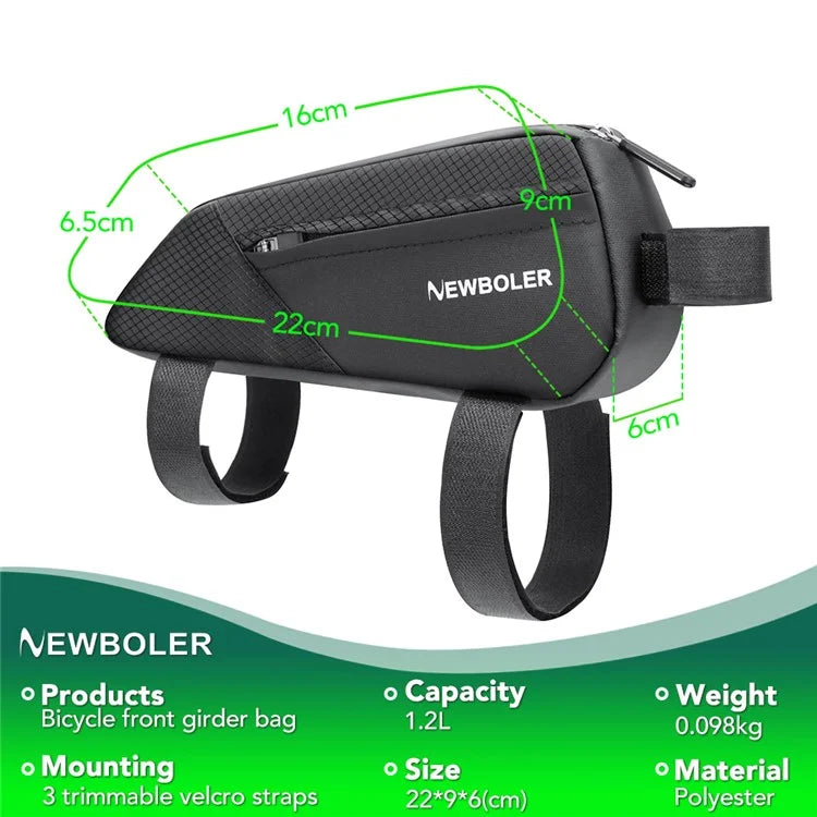 NEWBOLER BIKD-BAG215 1.2L Bike Tube Bag Waterproof Phone Storage Pouch for Bicycle, 22x9x6cm
