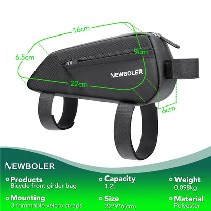 NEWBOLER BIKD-BAG215 1.2L Bike Tube Bag Waterproof Phone Storage Pouch for Bicycle, 22x9x6cm