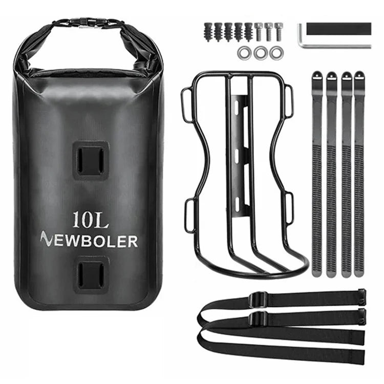 NEWBOLER BIKD-BAG118 1 Set Waterproof Bike Front Wheel Pannier Bag 10L Bicycle Bag with Front Fork Rack