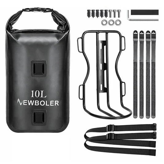 NEWBOLER BIKD-BAG118 1 Set Waterproof Bike Front Wheel Pannier Bag 10L Bicycle Bag with Front Fork Rack