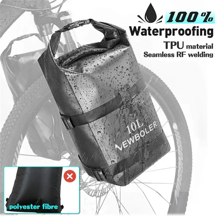 NEWBOLER BIKD-BAG118 1 Set Waterproof Bike Front Wheel Pannier Bag 10L Bicycle Bag with Front Fork Rack