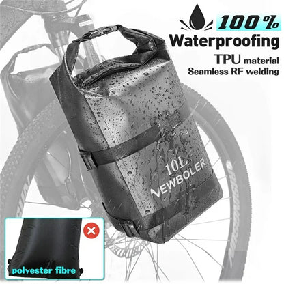NEWBOLER BIKD-BAG118 1 Set Waterproof Bike Front Wheel Pannier Bag 10L Bicycle Bag with Front Fork Rack