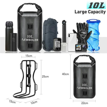 NEWBOLER BIKD-BAG118 1 Set Waterproof Bike Front Wheel Pannier Bag 10L Bicycle Bag with Front Fork Rack