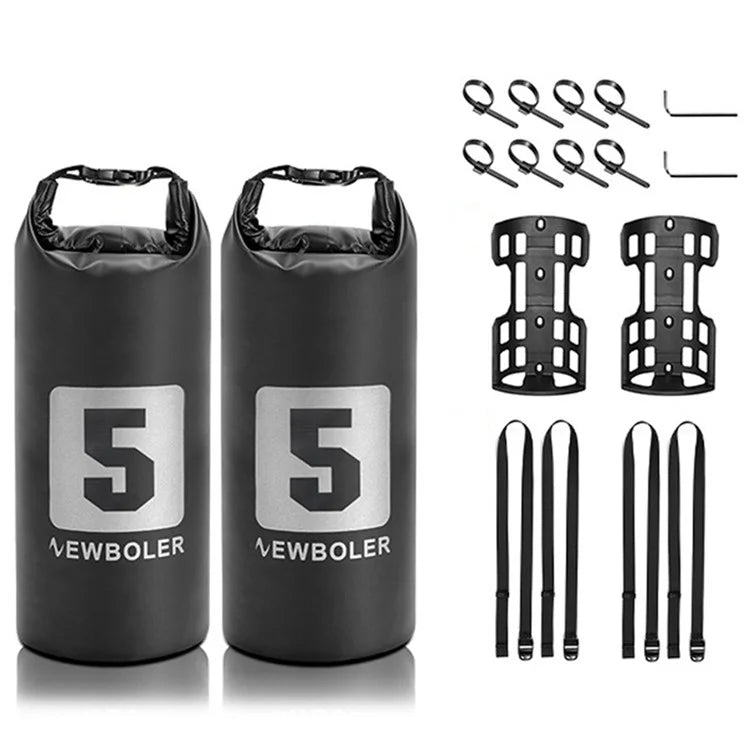 NEWBOLER 2 Bike Front Fork Pannier Bags (5L) + 2 Front Fork Racks + 4 Adjustable Straps + 8 Fixing Straps