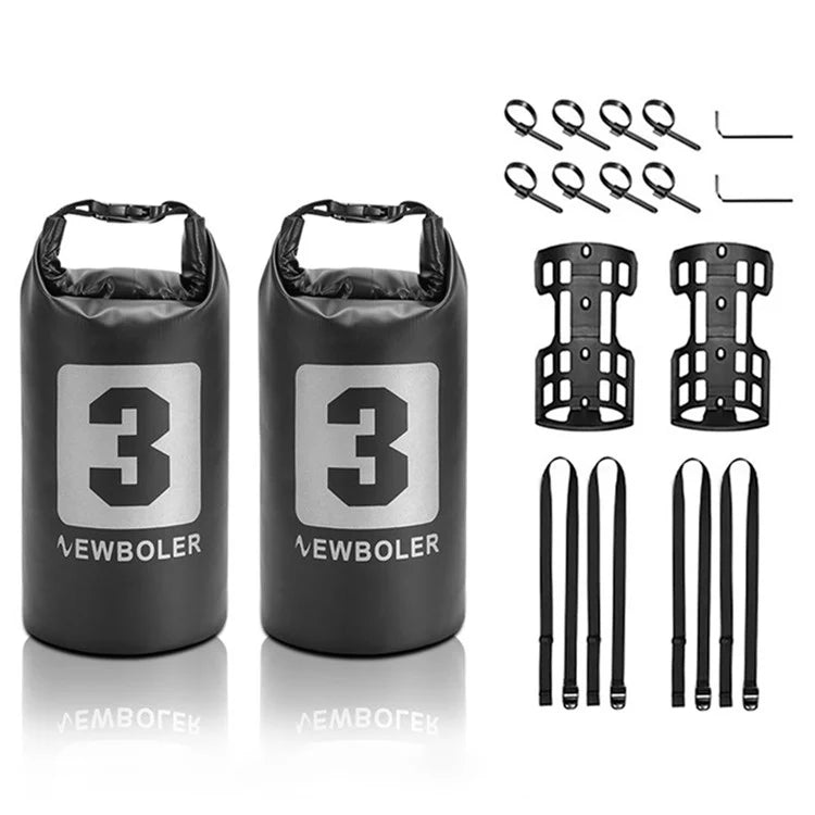 NEWBOLER 2 Bike Front Fork Pannier Bags (3L) + 2 Front Fork Racks + 4 Adjustable Straps + 8 Fixing Straps