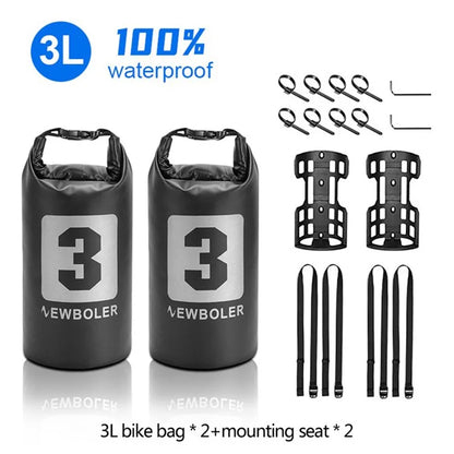 NEWBOLER 2 Bike Front Fork Pannier Bags (3L) + 2 Front Fork Racks + 4 Adjustable Straps + 8 Fixing Straps