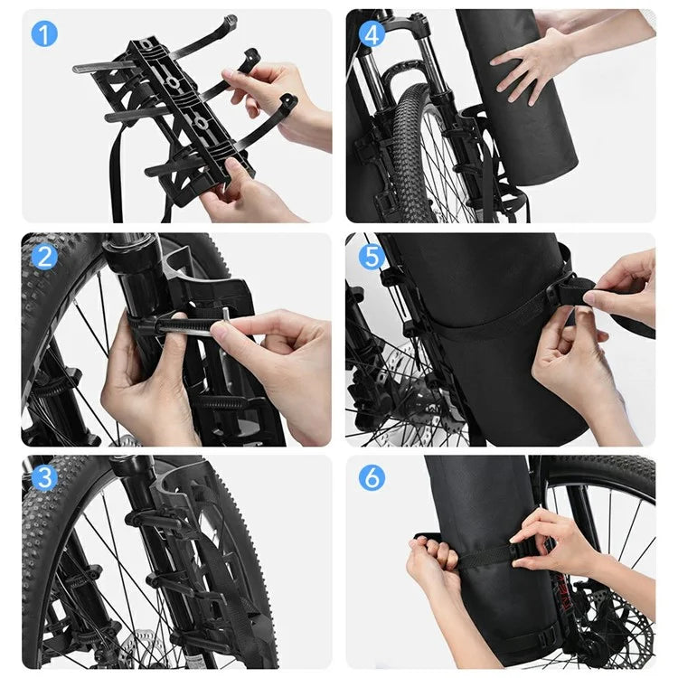 NEWBOLER 1 Bike Front Fork Pannier Bag (3L) + 1 Front Fork Rack + 2 Adjustable Straps + 4 Fixing Straps