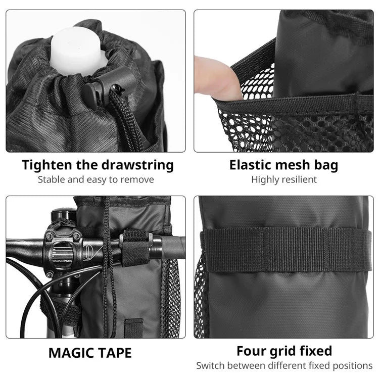 BAG010 2PCS 20x10.5x10.5cm Bicycle Water Bottle Storage Bags Bike Handlebar Bags (Size, L)