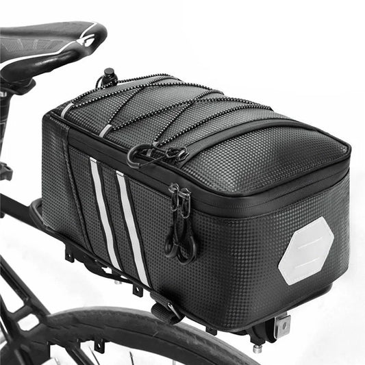 BAG031 8L PU Leather Bike Rack Bag Bicycles Rear Trunk Bag Back Seat Carrier Storage Pouch